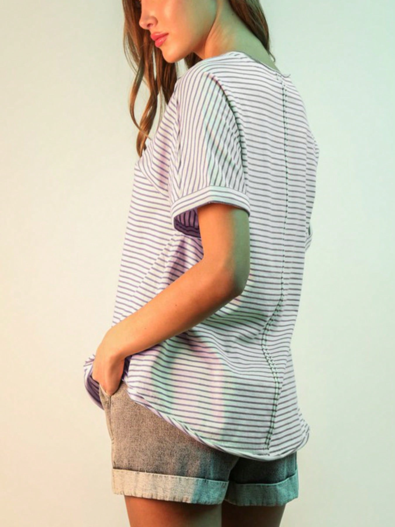 womens casual t shirt relaxed fit nautical striped henley top button front v neck short sleeve oversized slouchy basic everyday tee navy white summer lightweight breathable beach weekend blouse